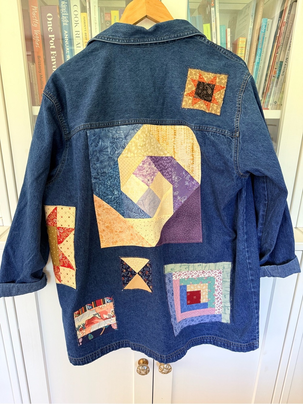 Denim Patchwork Quilt-Block Jacket - Blue with Multicolor Accents - Picture 2 of 2